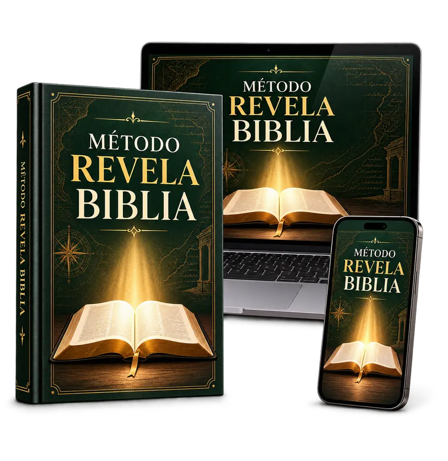 Método Revela Biblia presentado en libro, notebook y celular